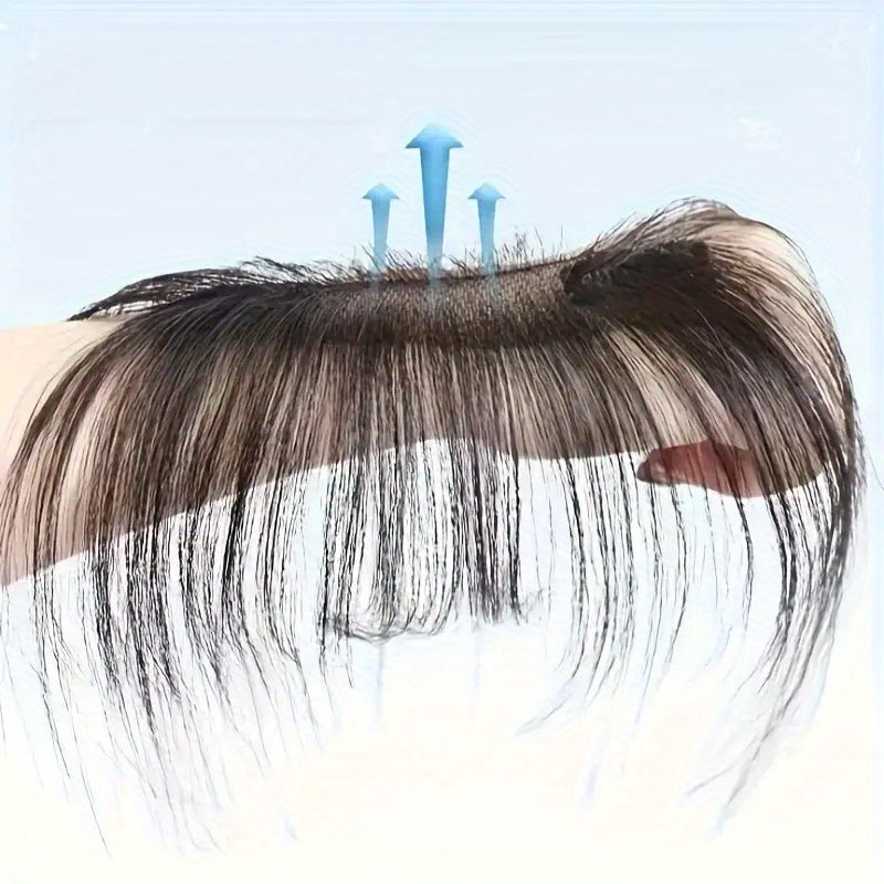 25.4 cm Straight Human Hair Clip-In Bangs with Sideburns Hairpiece for Women - Natural Look Hair Extensions, Easy Clip-In Styling, Versatile for All Light Beige Tones & Occasions, Quick Hairstyle Change | Natural Appearance