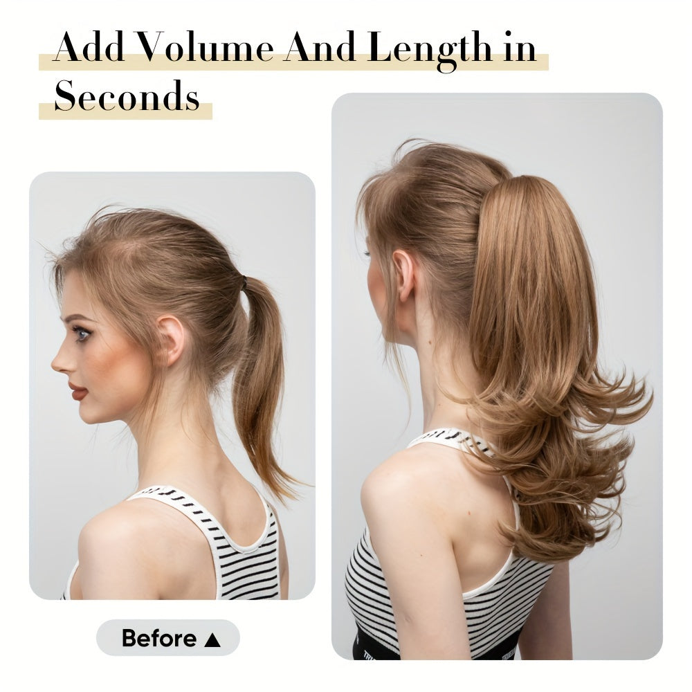 14Inch Long Curly Wave Premium Claw Ponytail Clip In Hair Extensions Pony Tail Hairpiece for Women Hair Accessories Synthetic Hair