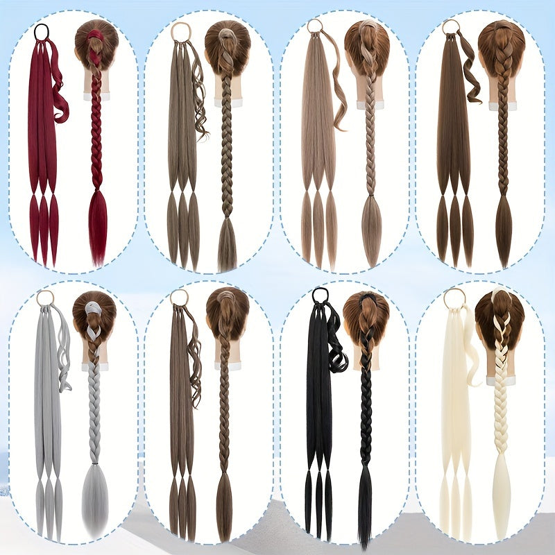 A 34-inch Long Braided Ponytail Hair Extension With Elastic Band For A Straight And Smooth Wrapped Ponytail DIY Hairstyle.