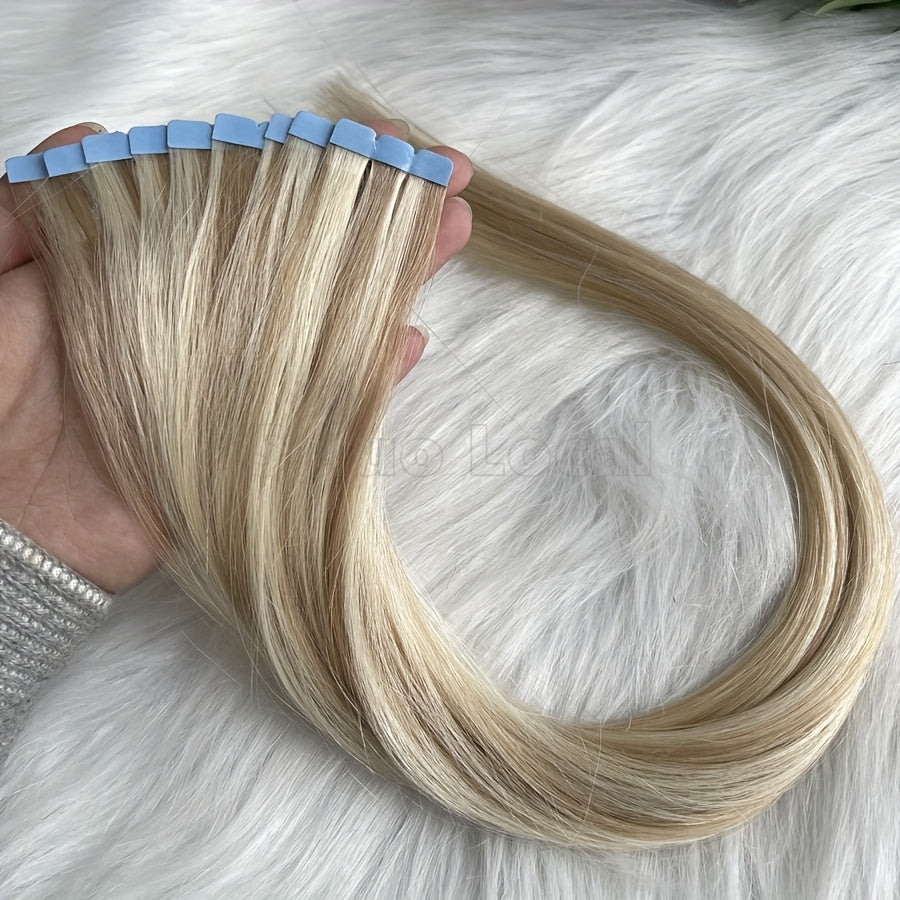 Highlight Blonde Mini Tape Human Hair Extensions 30.48-50.8 cm Long Straight Micro Invisible Tape In Hair Extension 10pcs/pack
