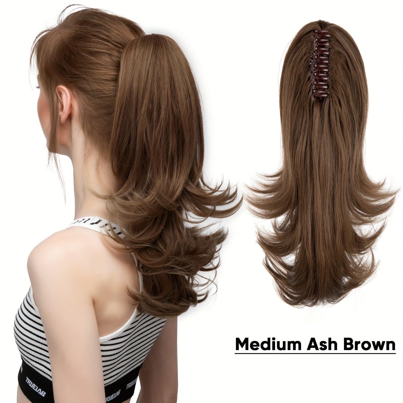 35.56cm Long Curly Wave Claw Ponytail Clip In Hair Extensions Pony Tail Hairpiece for Women Hair Accessories Synthetic Hair