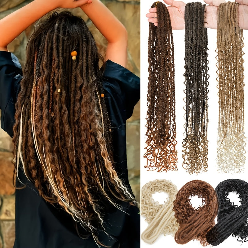 22-Inch Dual-Ended Braided Ponytail Extension - 3-in-1 Synthetic Hairpiece For Women, Versatile & Stylish