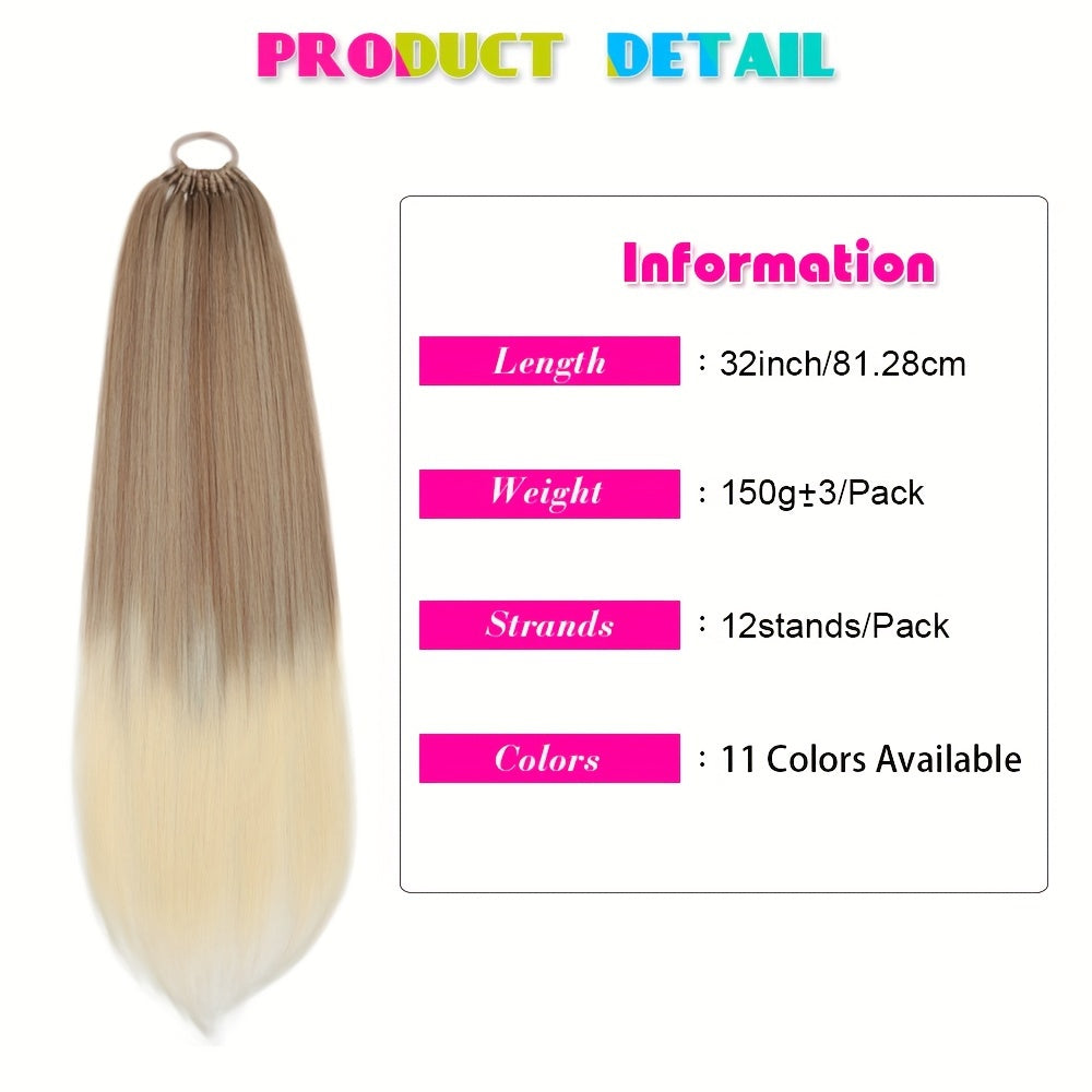 Straight Ponytail With Elastic Band 81.28cm Synthetic Hair Ponytail Extensions 12Strands Women's Hairpieces False Tail For Women Halloween Christmas