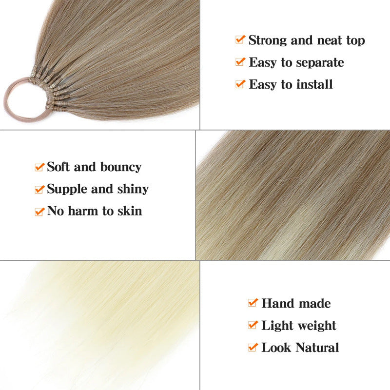 86.36 cm Elegant Straight Synthetic Ponytail Extensions for Women, 11 Strands Pack with Versatile Elastic Bands, High Temperature Fiber, Durable & Lightweight Hairpiece for Various Occasions