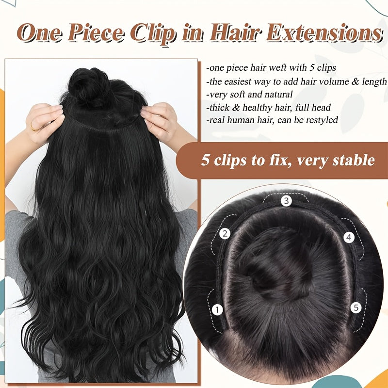 V Shape Clip In Human Hair Extensions 30.48 cm Double Weft Seamless Clip In Hair Extensions Human Hair Upgraded V-Shape 100% Remy Human Hair Hairpieces For Volume & Length Black Highlight
