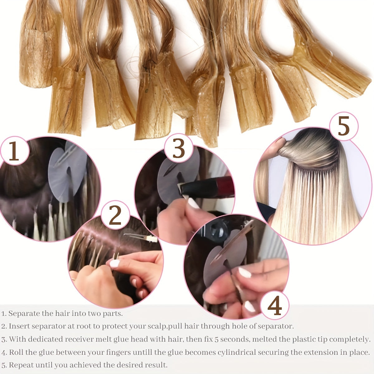 [Keratin U Tip Extensions] 100% Real Human Hair Keratin U Tip Hair Extensions | 16in-24in Pre Bonded U Tip Extensions, 50 Strands, 50 Gram, Keratin Fusion
