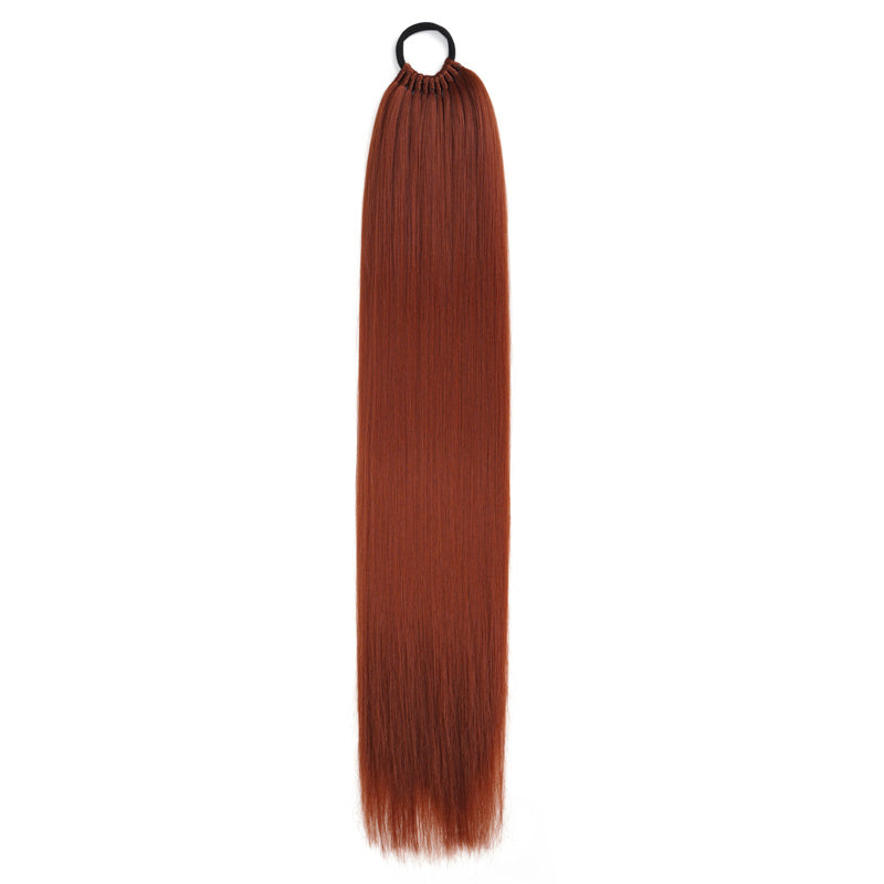86.36 cm Elegant Straight Synthetic Ponytail Extensions for Women, 11 Strands Pack with Versatile Elastic Bands, High Temperature Fiber, Durable & Lightweight Hairpiece for Various Occasions
