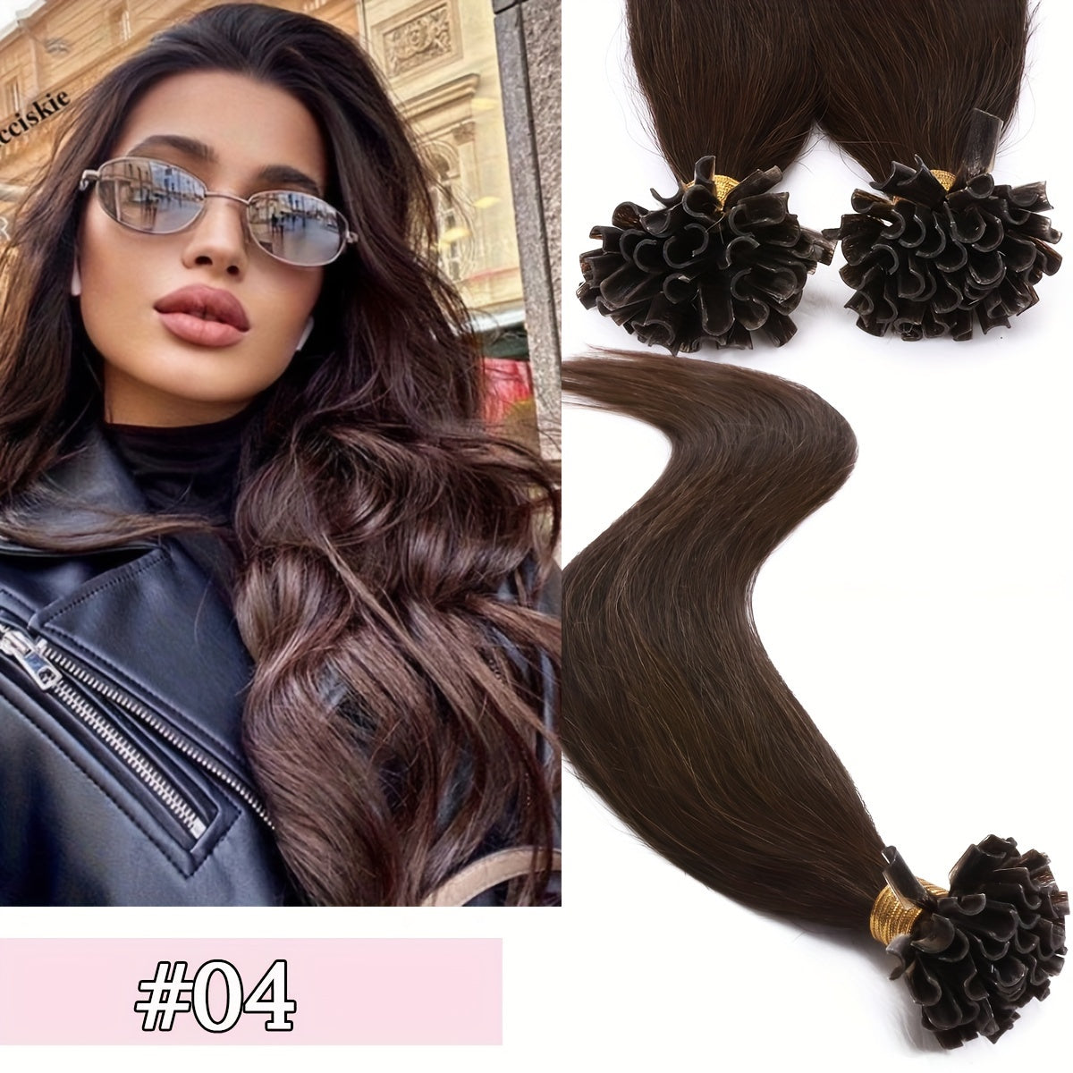 [Keratin U Tip Extensions] 100% Real Human Hair Keratin U Tip Hair Extensions | 16in-24in Pre Bonded U Tip Extensions, 50 Strands, 50 Gram, Keratin Fusion