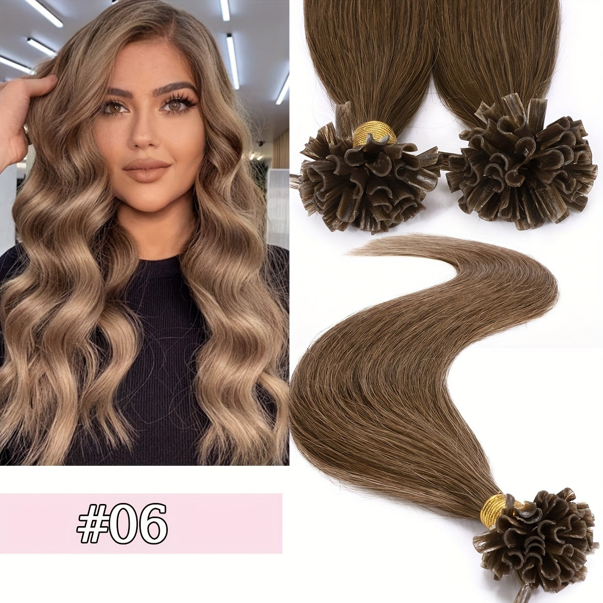 [Keratin U Tip Extensions] 100% Real Human Hair Keratin U Tip Hair Extensions | 16in-24in Pre Bonded U Tip Extensions, 50 Strands, 50 Gram, Keratin Fusion