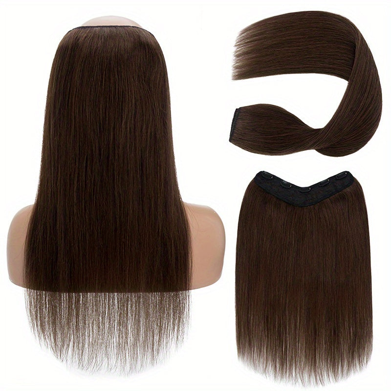 V Shape Clip In Human Hair Extensions 30.48 cm Double Weft Seamless Clip In Hair Extensions Human Hair Upgraded V-Shape 100% Remy Human Hair Hairpieces For Volume & Length Black Highlight