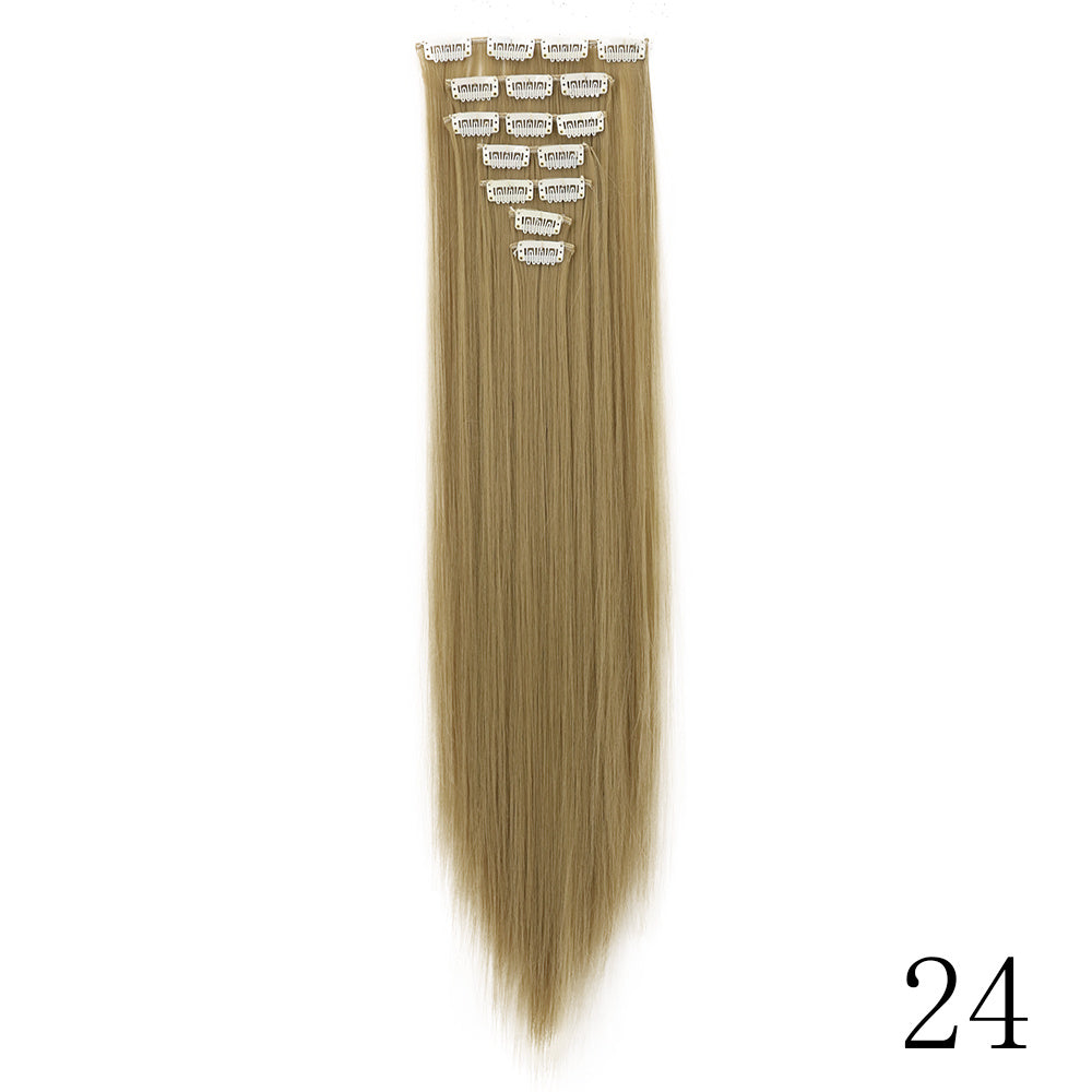 16" Long Straight Hair Extension Clip-In Kit for Women - 7pcs Set with Adjustable Clips, Natural Look for All Ethnicities, Easy Installation, Versatile Styling Options, Hair Accessories
